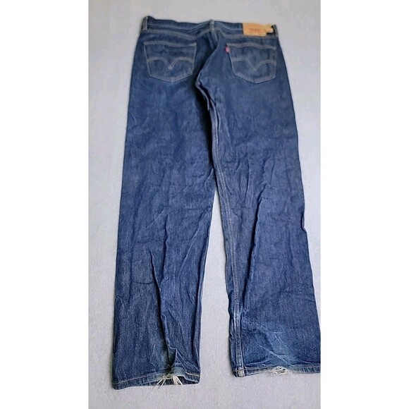 Levis Mens 501 48x34 (36x32) Jeans Straight Button High Cotton Blue Distressed - Picture 13 of 16